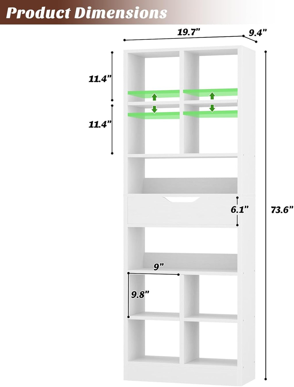 White Tall Drawer Display Bookcase