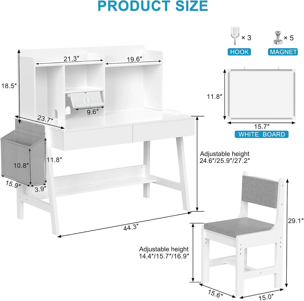 Adjustable Kids Desk‑Chair Organizer Set