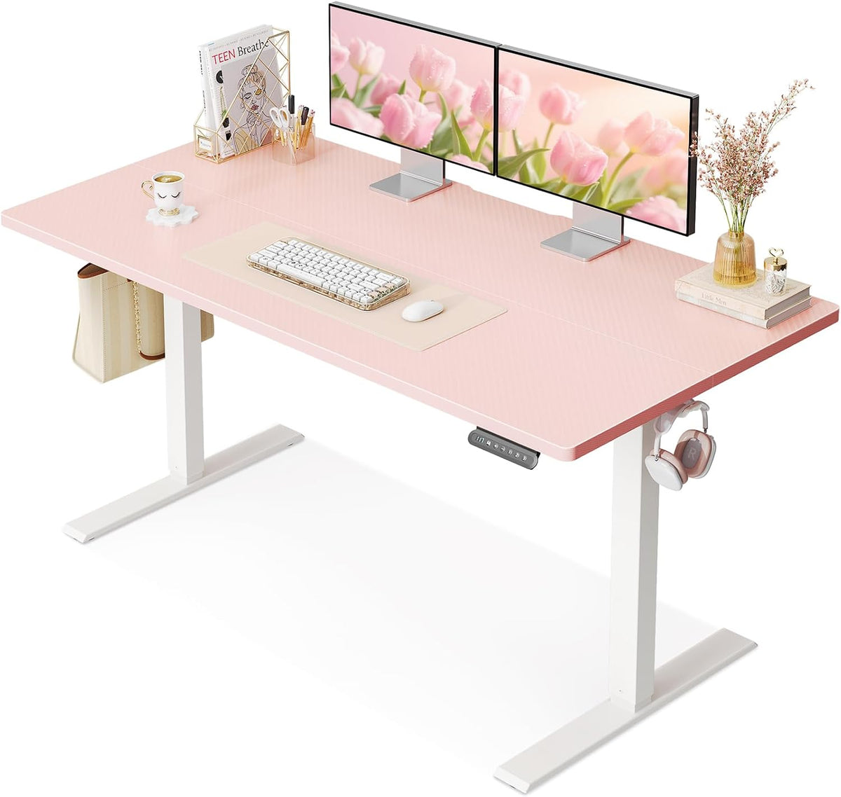 Pink Electric Memory Standing Desk