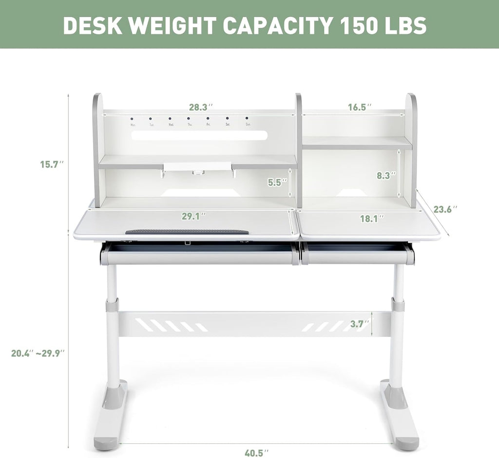 Kids Study Desk with Hutch & Storage Drawers