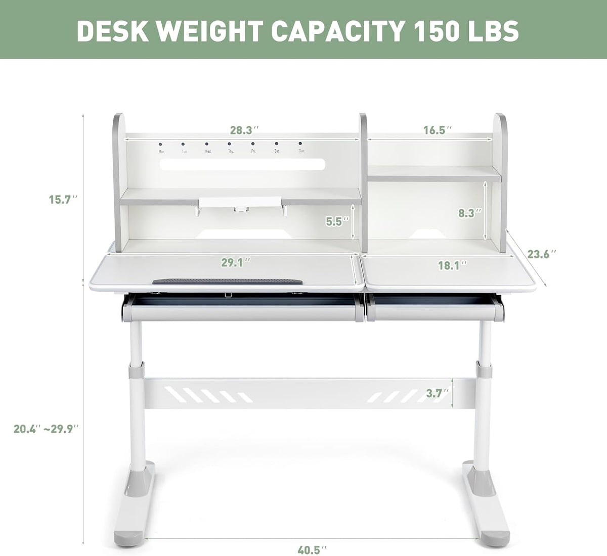 Kids Study Desk with Hutch & Storage Drawers