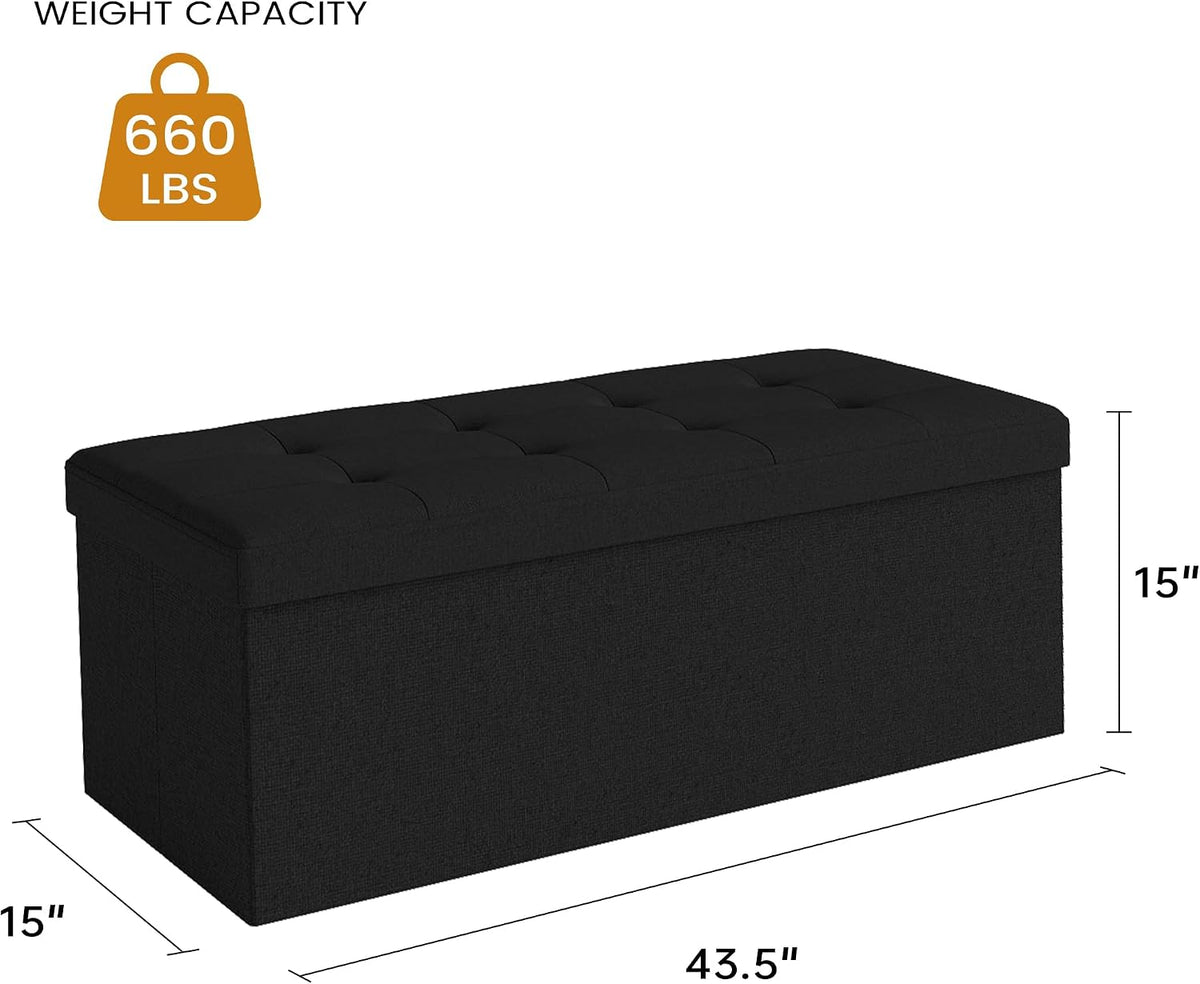 Black Folding Storage Ottoman Bench