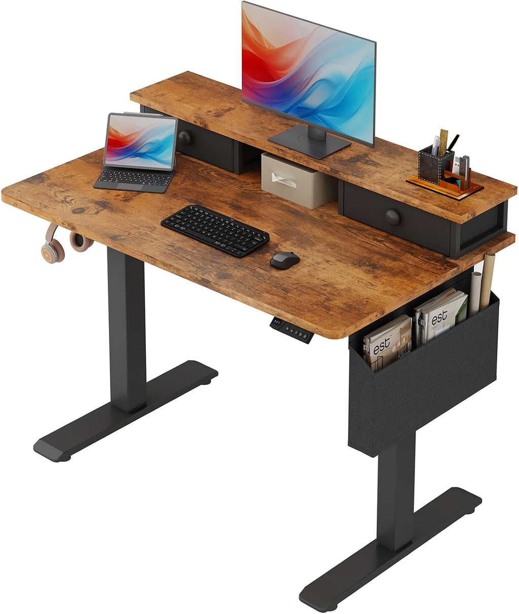 Rustic Brown Electric Standing Desk