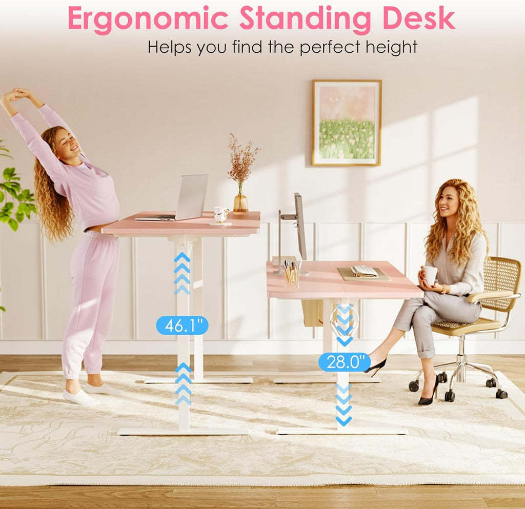 Pink Electric Memory Standing Desk