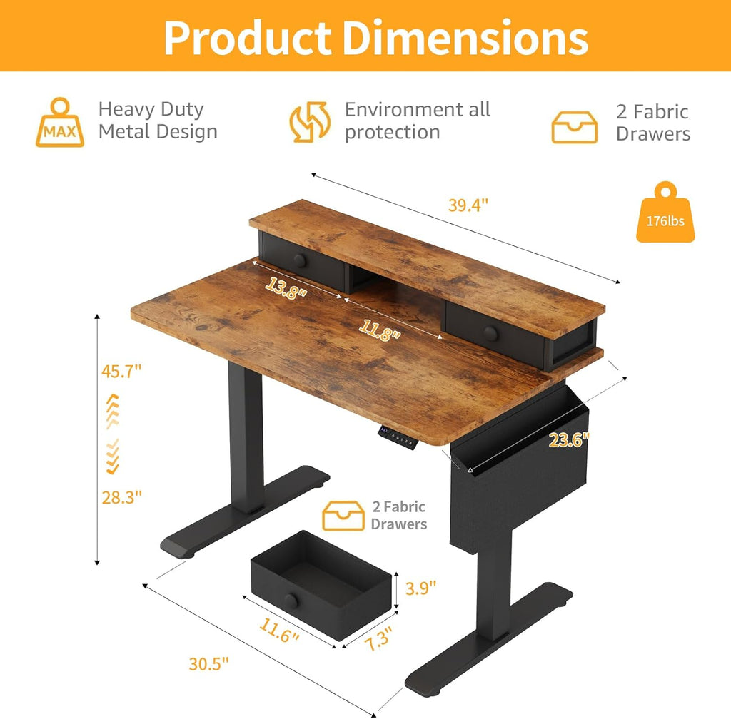 Rustic Brown Electric Standing Desk