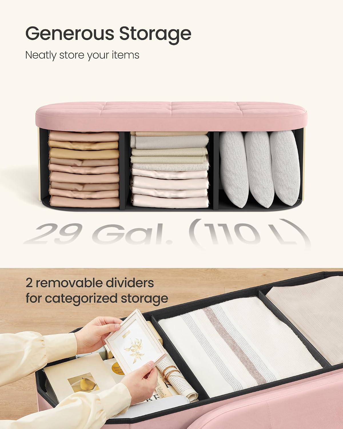 Pink Velvet Oval Storage Ottoman