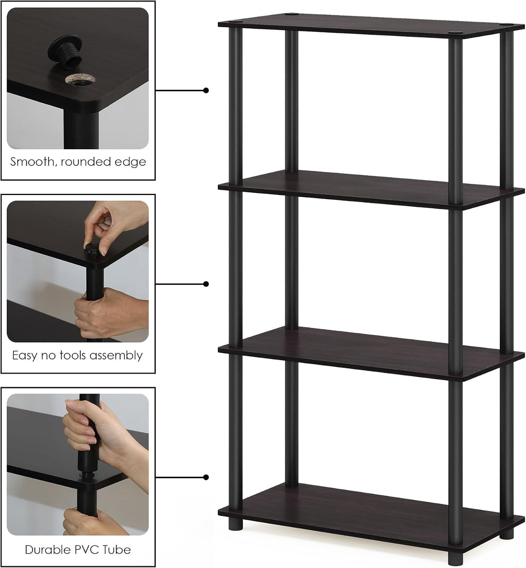 Dark Mocha 4‑Tier Corner Shelf