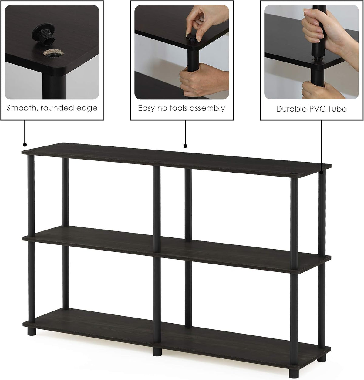 Espresso 3‑Tier Wide Corner Shelf