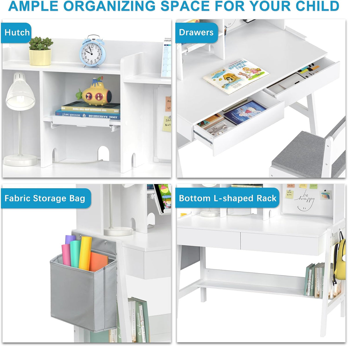 Adjustable Kids Desk‑Chair Organizer Set