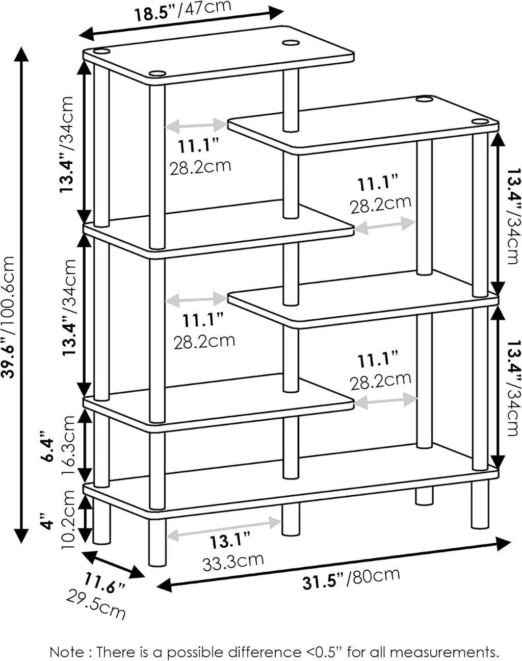 Espresso Zig‑Zag Display Shelf