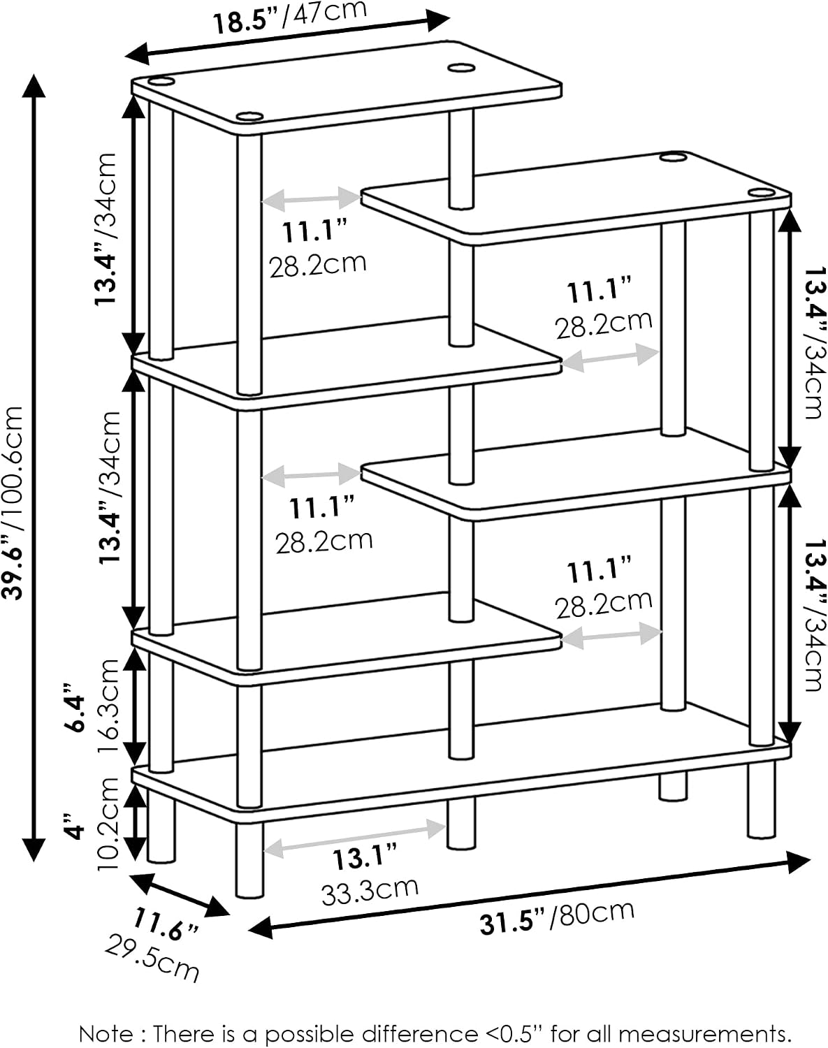 Espresso Zig‑Zag Display Shelf
