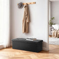 Black Faux Leather Storage Ottoman