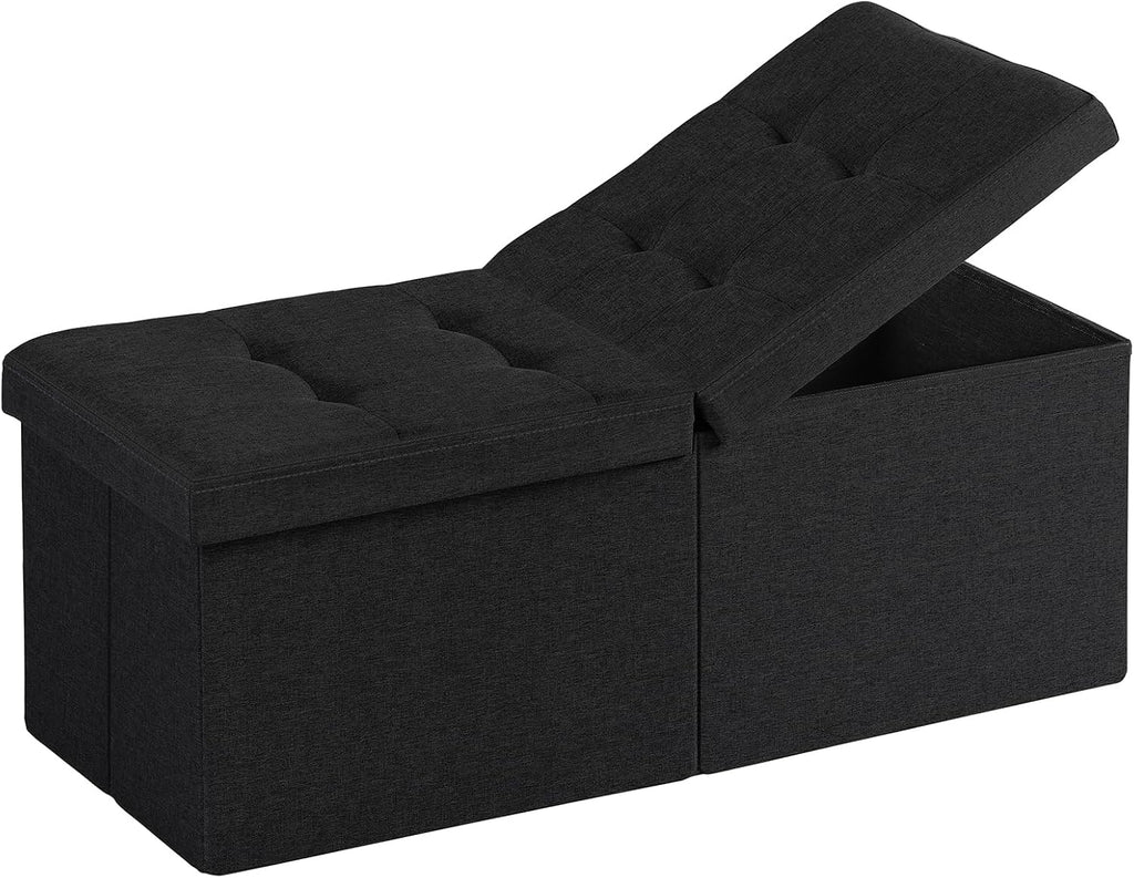 Black Storage Ottoman Bench