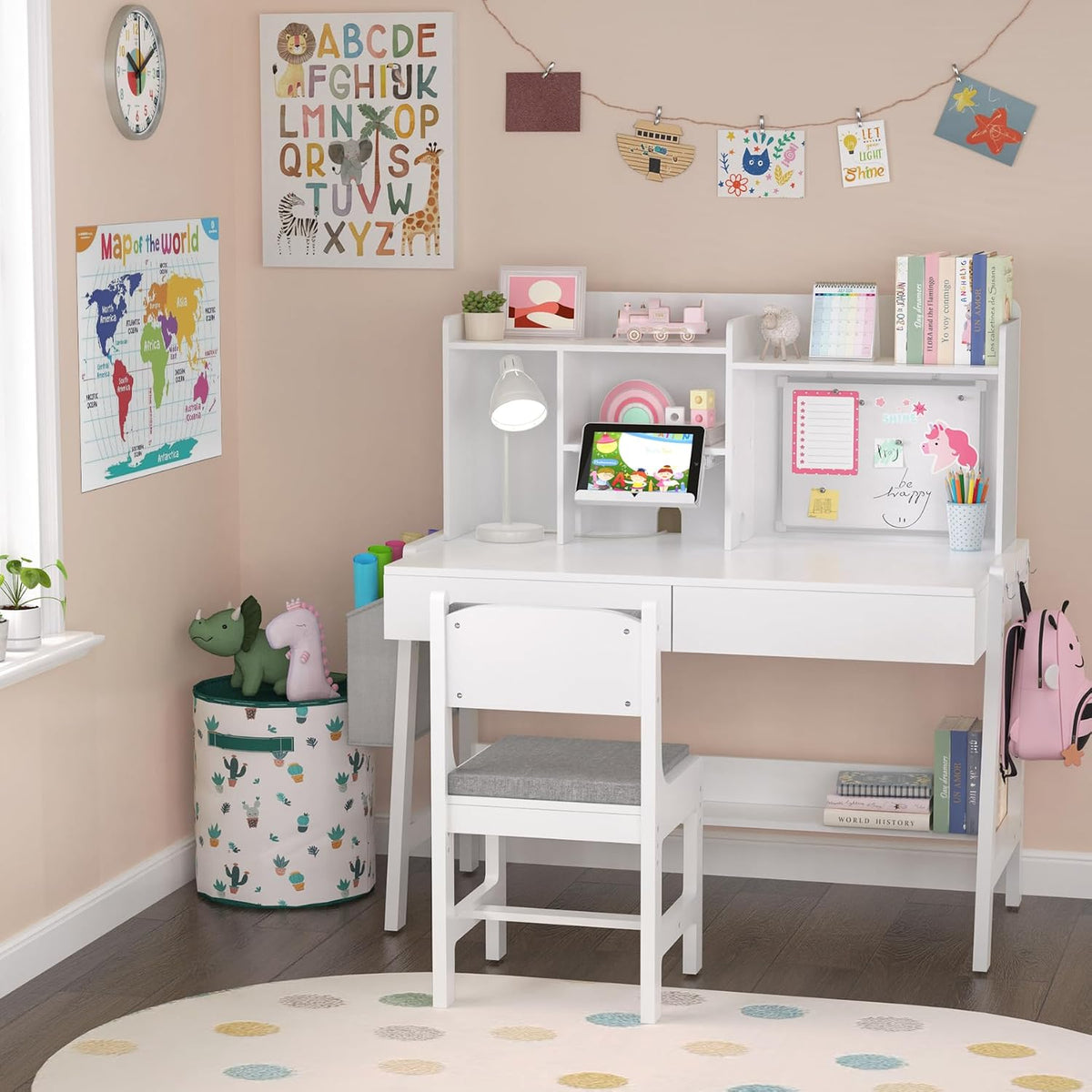 Adjustable Kids Desk‑Chair Organizer Set