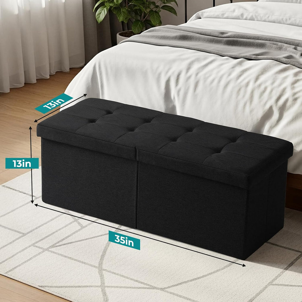 Black Storage Ottoman Bench