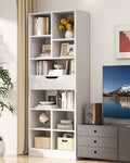 White Tall Drawer Display Bookcase
