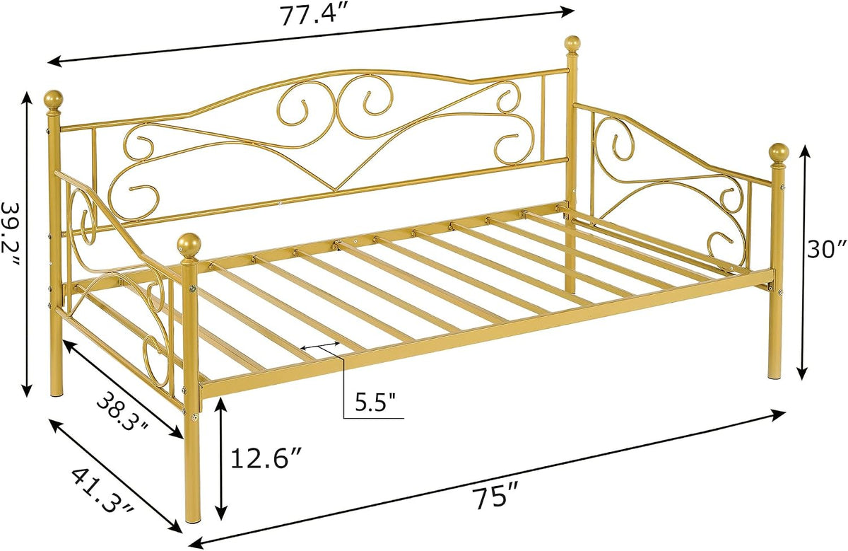 Gold Metal Twin Daybed Frame