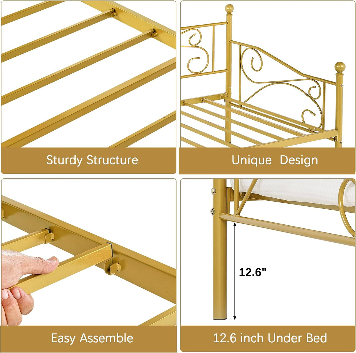 Gold Metal Twin Daybed Frame