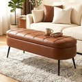 Brown PU Tufted Storage Ottoman
