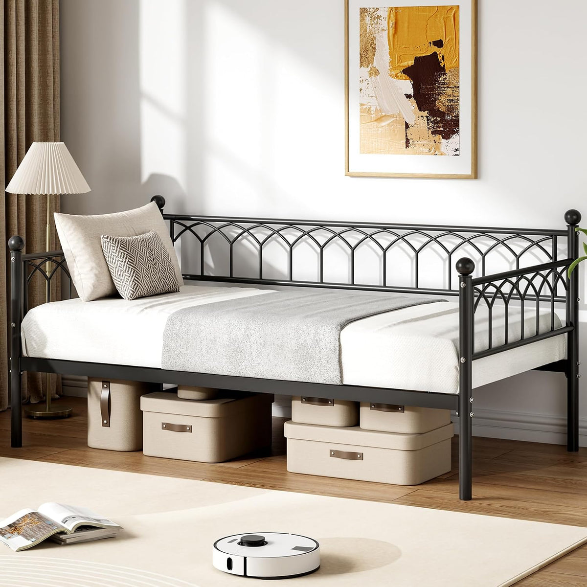 Black Twin Daybed with Pull‑Out Trundle