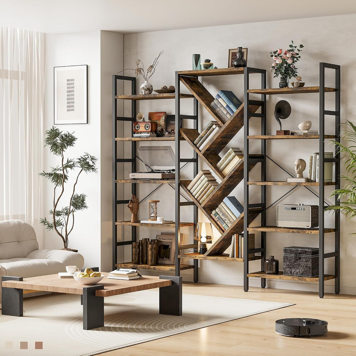Rustic Large Open Display Bookcase