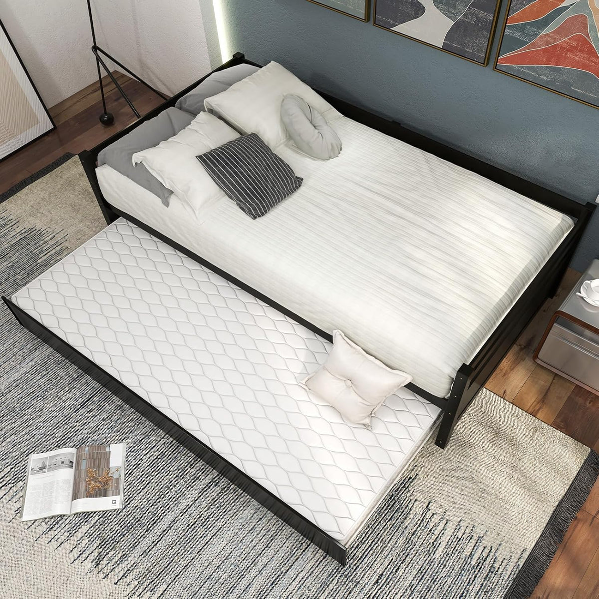 Espresso Wood Twin Daybed with Trundle