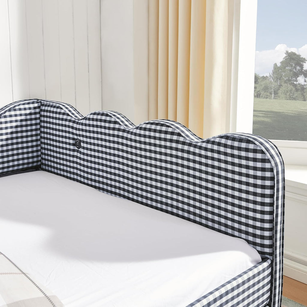 Navy Linen Full‑to‑King Daybed with Trundle & USB