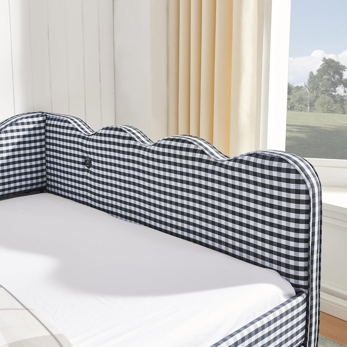 Navy Linen Full‑to‑King Daybed with Trundle & USB