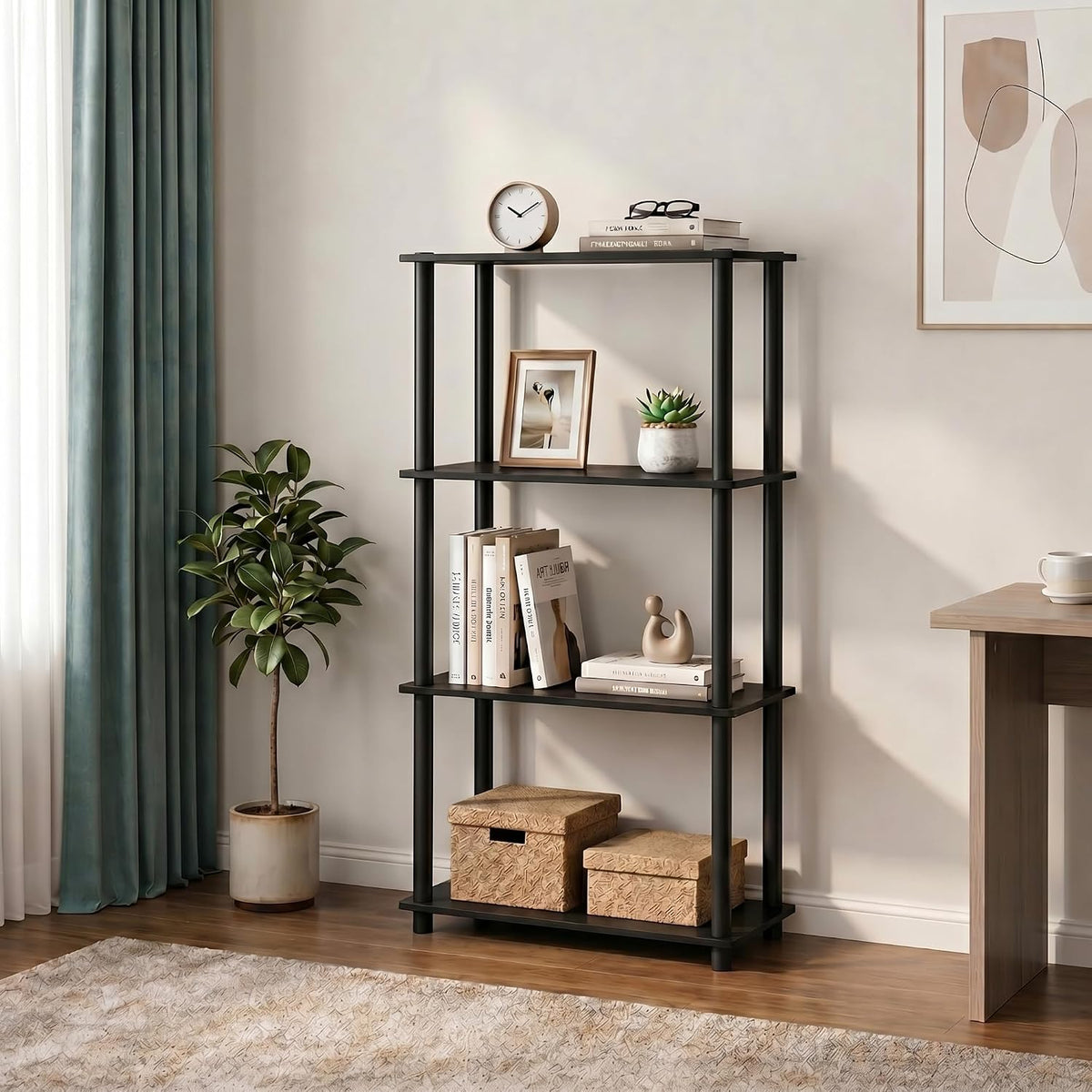 Dark Mocha 4‑Tier Corner Shelf