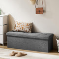 Grey Folding Storage Ottoman Bench