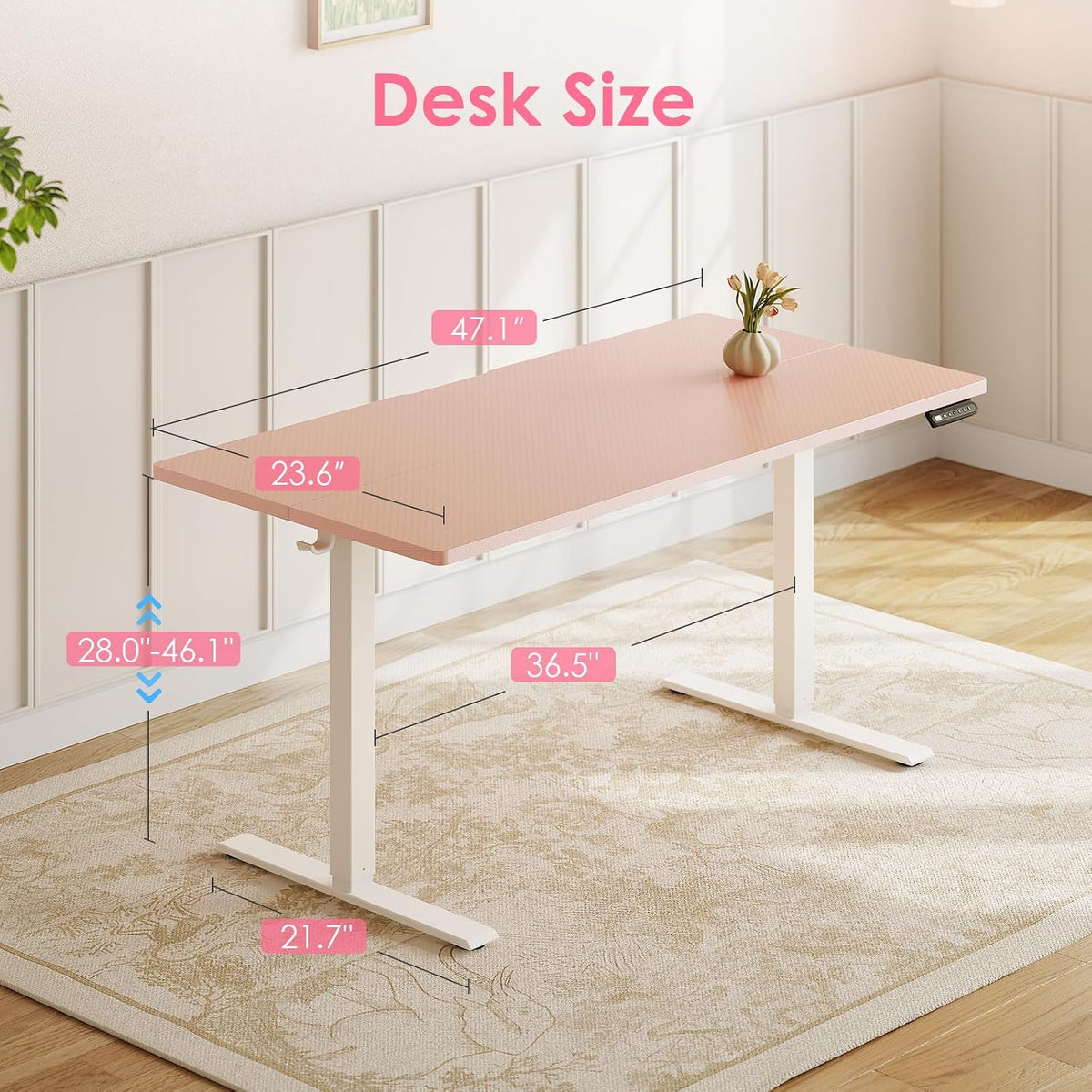 Pink Electric Memory Standing Desk