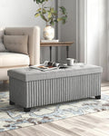 Grey Velvet Storage Ottoman Bench