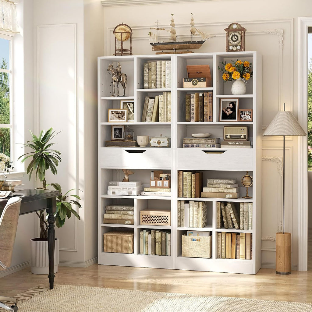 White Tall Drawer Display Bookcase