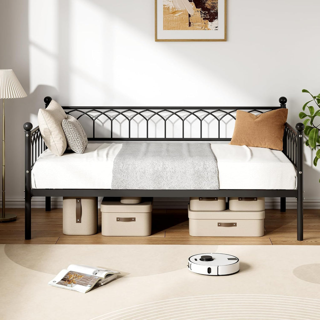 Black Twin Daybed with Pull‑Out Trundle