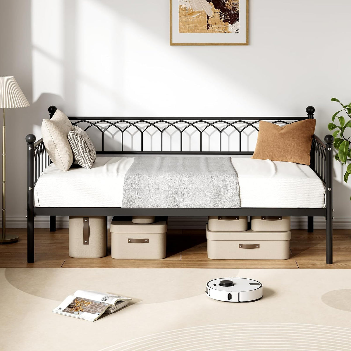 Black Twin Daybed with Pull‑Out Trundle