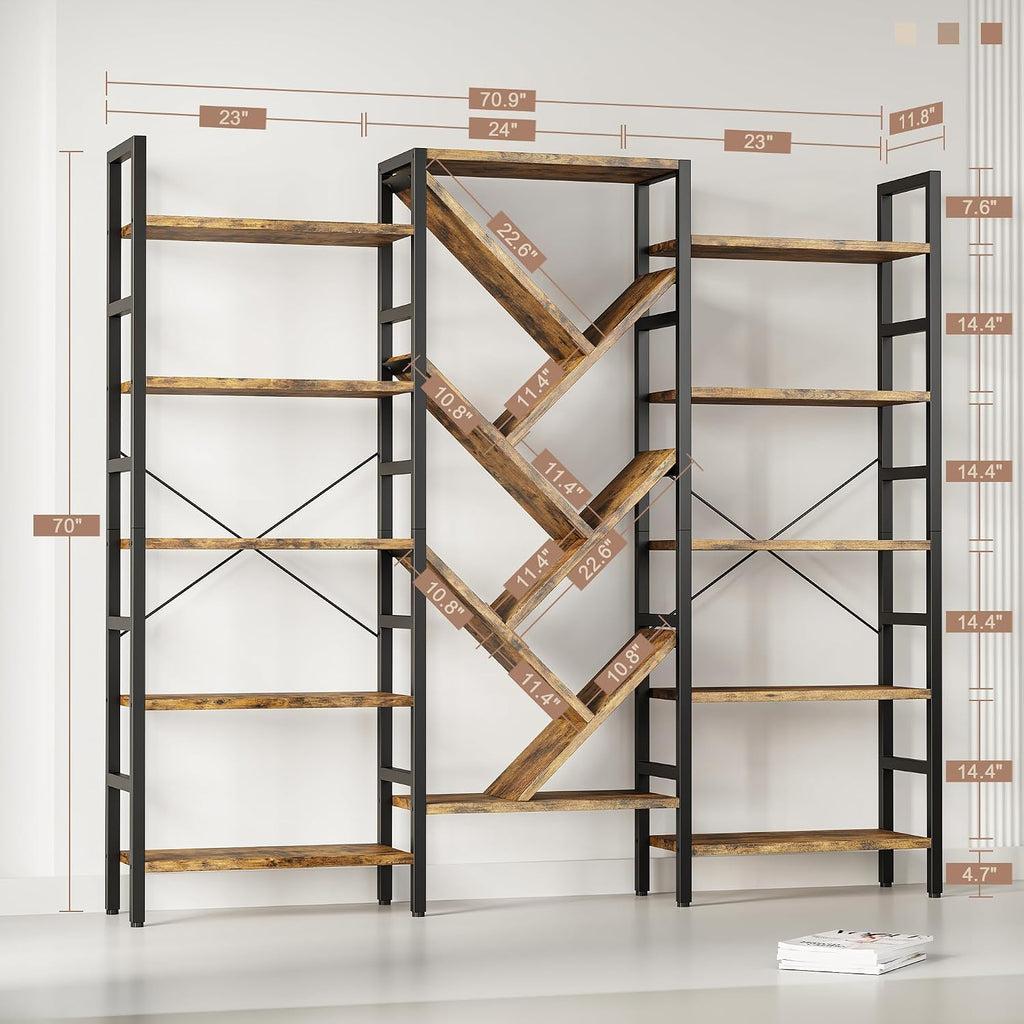 Rustic Large Open Display Bookcase