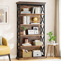 Industrial Wood‑Metal 6‑Tier Bookcase