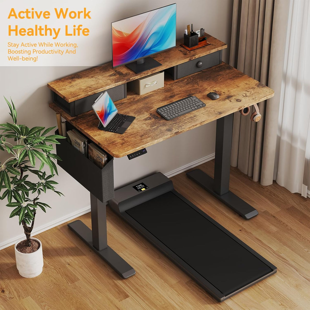 Rustic Brown Electric Standing Desk