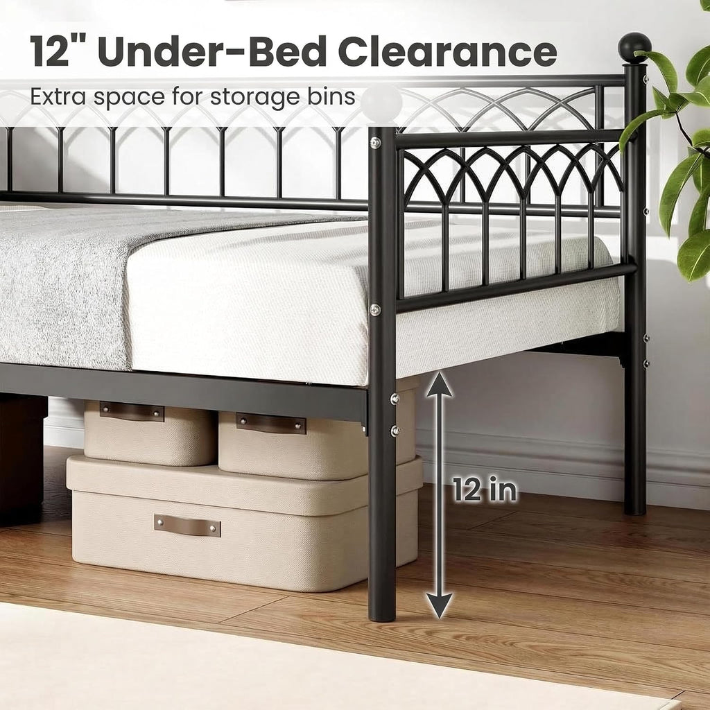 Black Twin Daybed with Pull‑Out Trundle