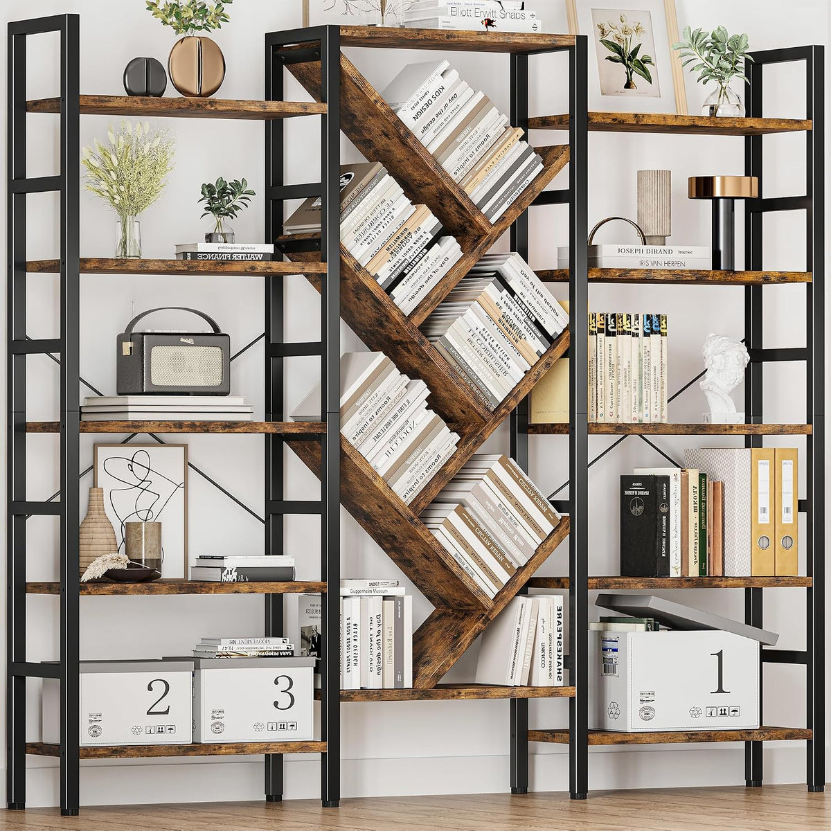 Rustic Large Open Display Bookcase