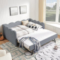 Navy Linen Full‑to‑King Daybed with Trundle & USB
