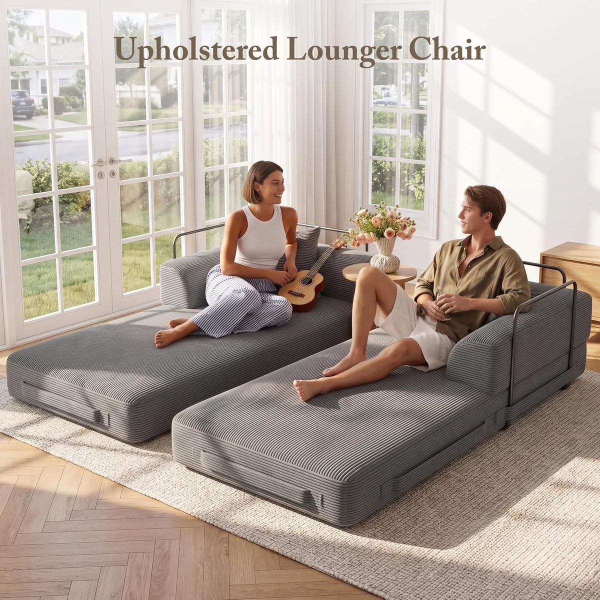 Gray 5‑in‑1 Convertible Sofa Bed