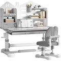Grey Crank‑Adjustable Kids Desk‑Chair Set