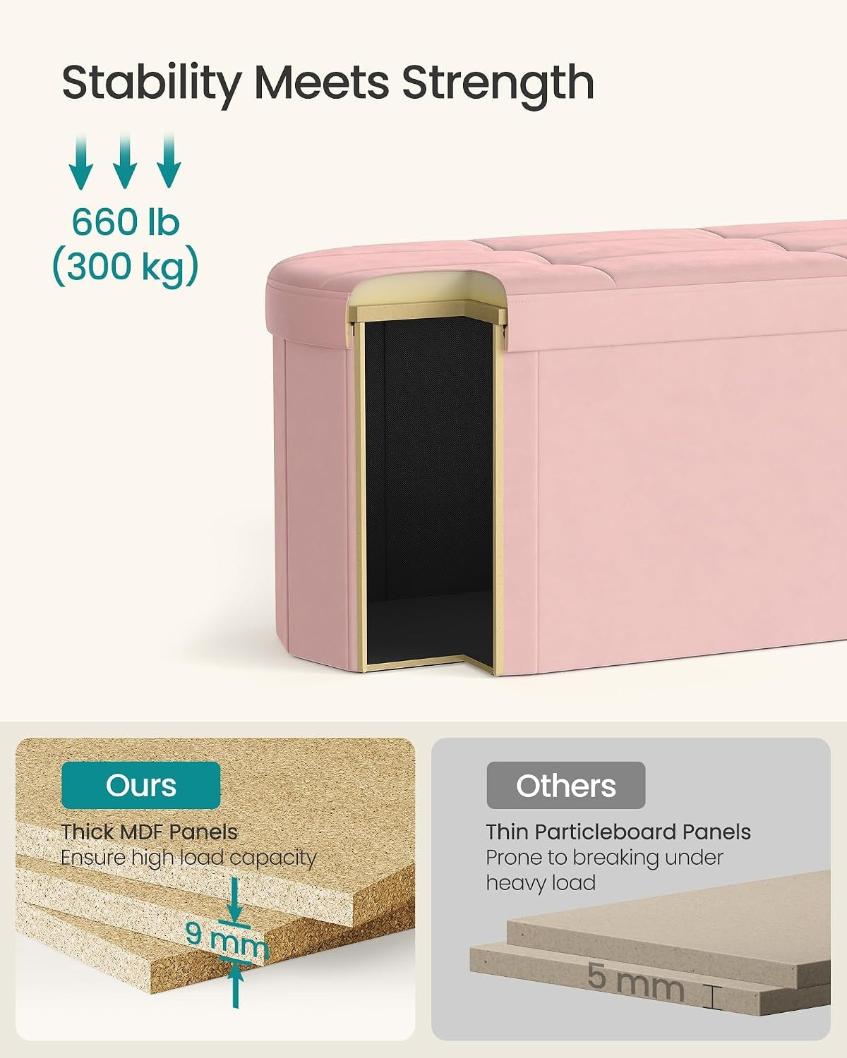 Pink Velvet Oval Storage Ottoman
